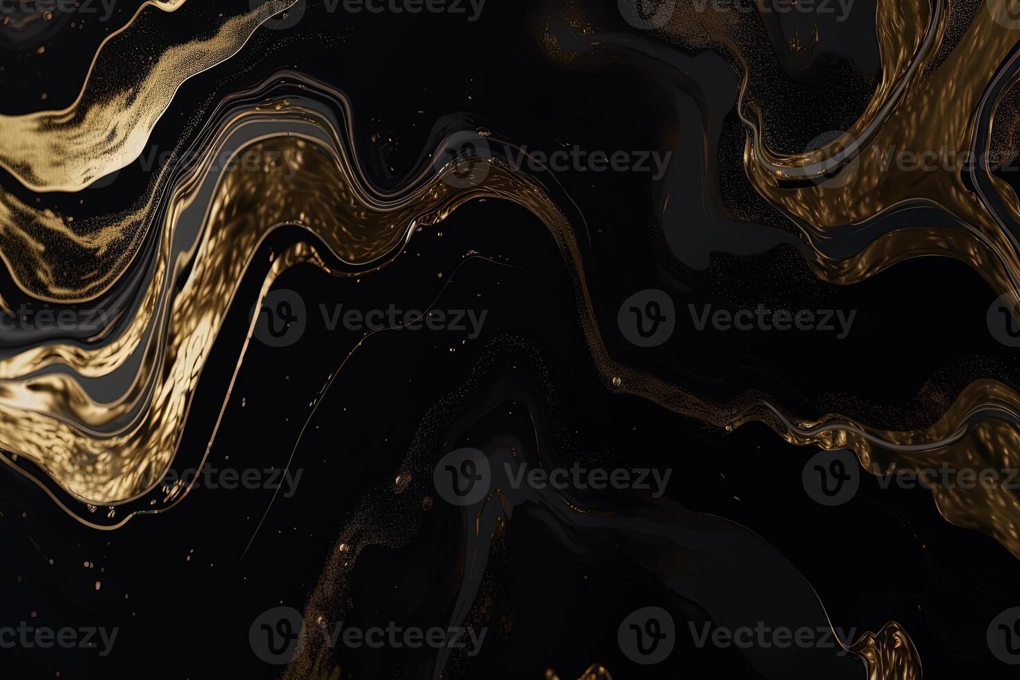 lyx abstrakt bakgrund flytande svart och guld marmor textur. ai genererad foto