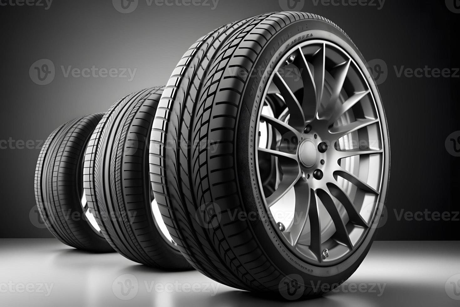 ny bil hjul för bil industri, service och underhåll reparera företag teknologi bil- begrepp. neuralt nätverk genererad konst foto