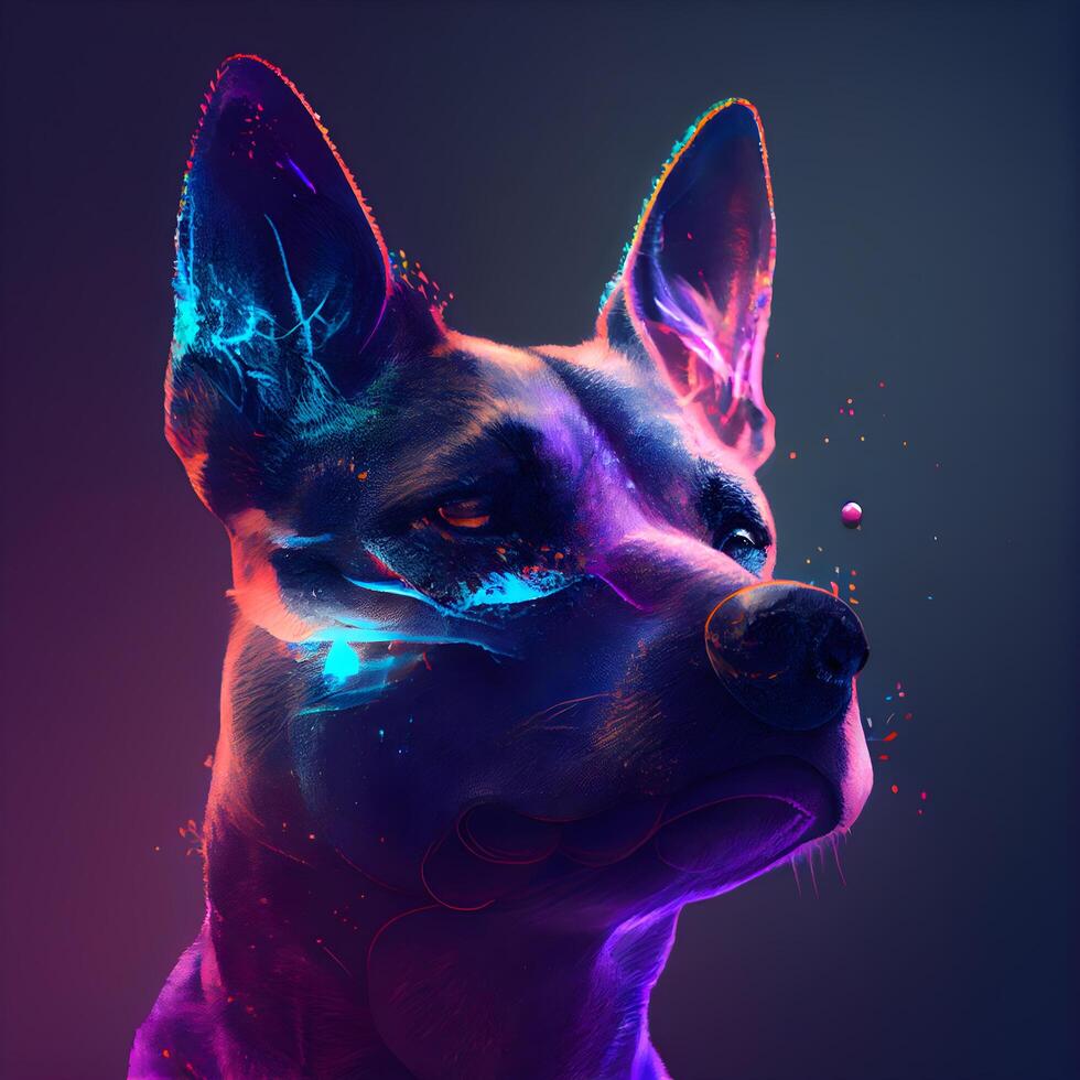 porträtt av en franska bulldogg hund. digital konst målning. foto