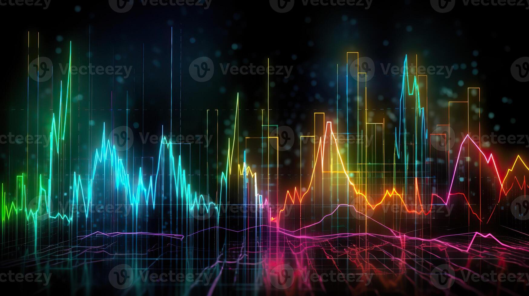 ai genererad. ai generativ. finansiera stock forex Graf marknadsföring pengar trend volym inkomst gå upp och ner. kan vara Begagnade för illustration av analys finansiera uttalanden. grafisk konst foto