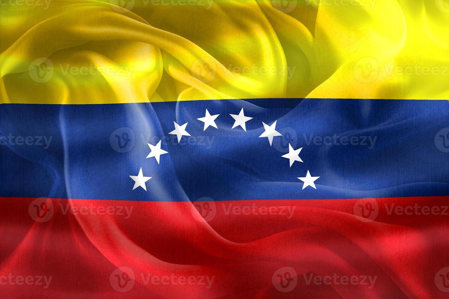 3D-illustration av en Venezuelas flagga - realistiskt viftande tygflagga foto