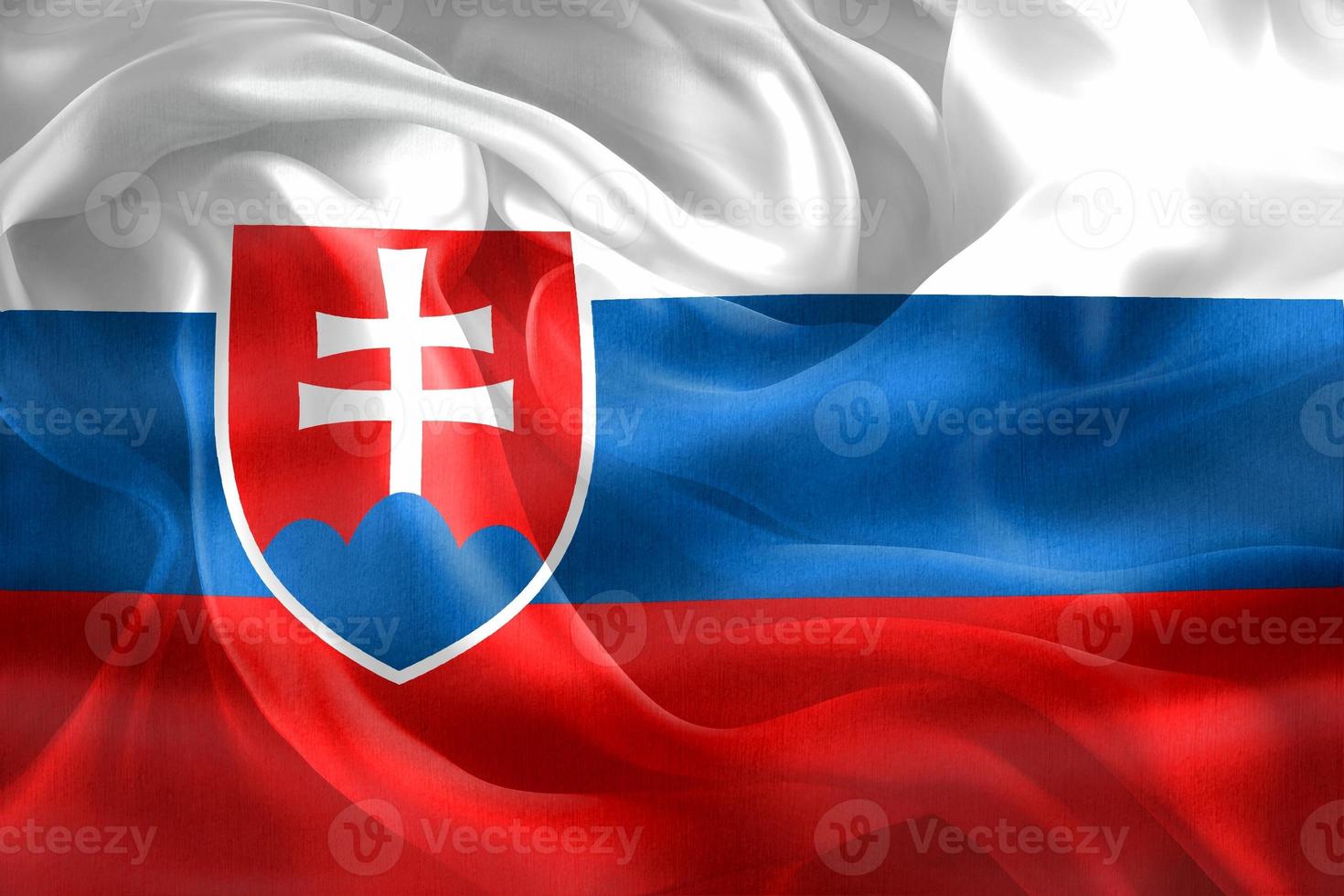 3D-illustration av en slovakisk flagga - realistiskt viftande tygflagga foto