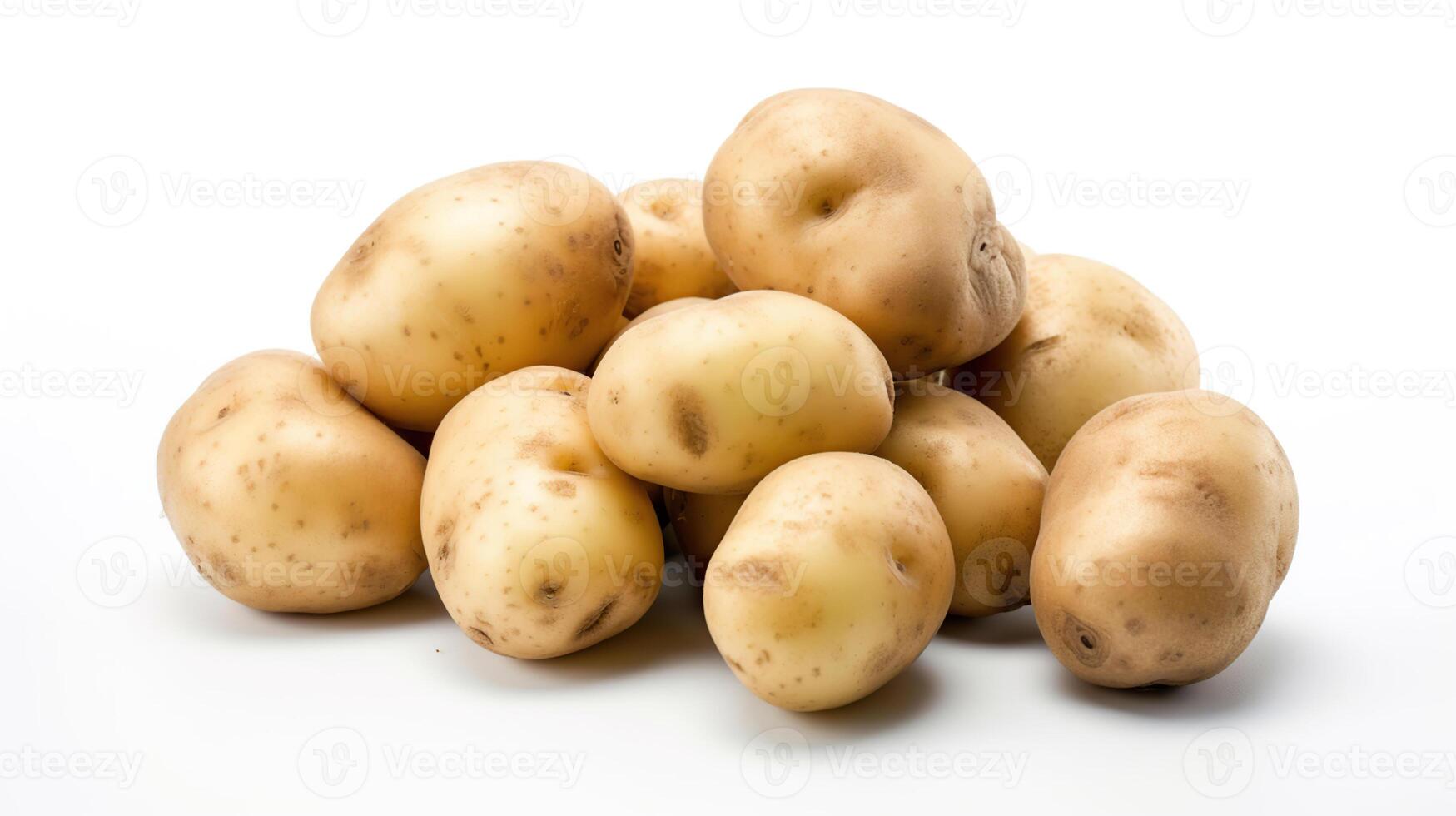 färsk organisk potatisar isolerat på vit bakgrund, generativ ai foto