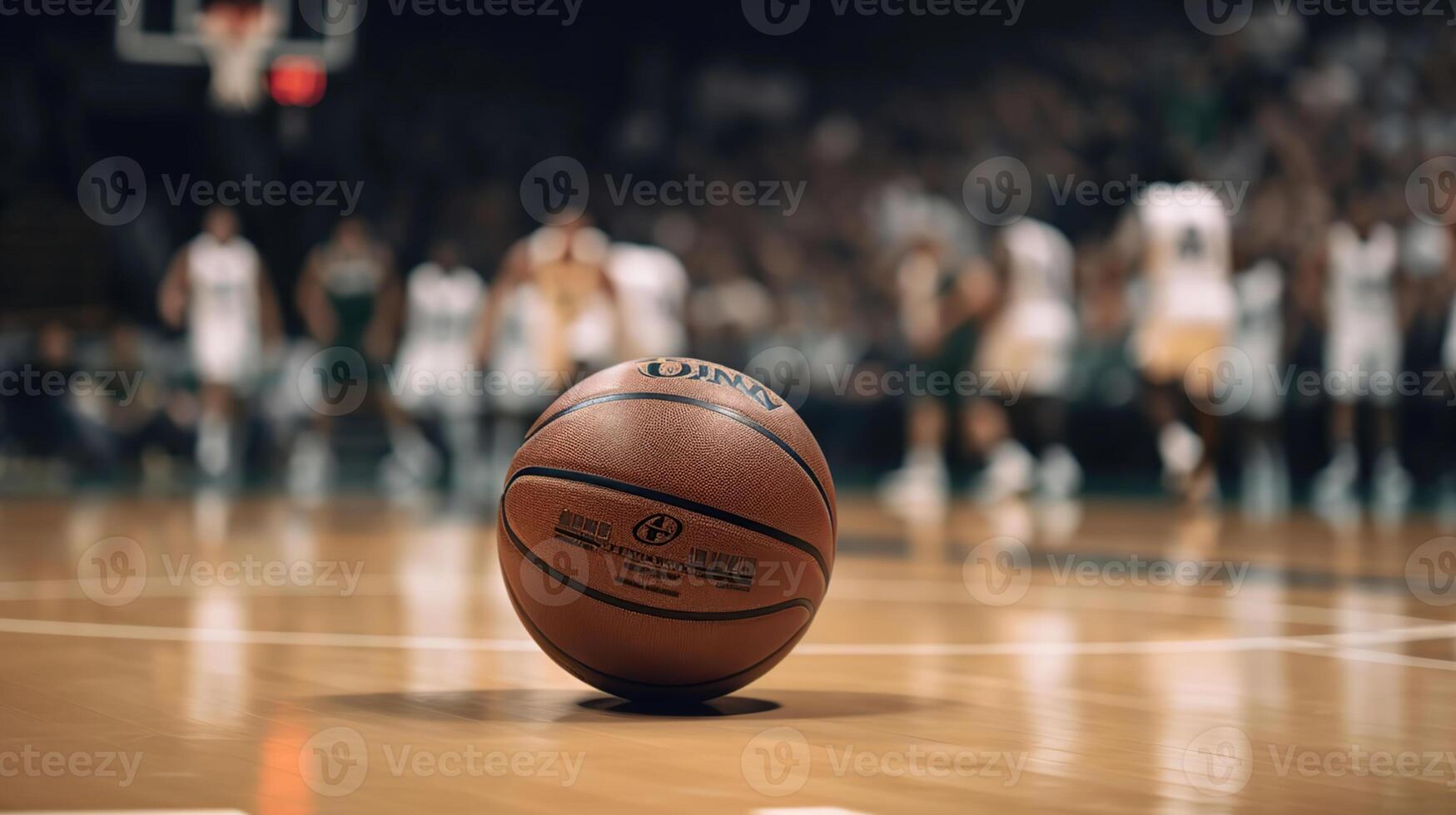 basketboll gående genom de korg på en sporter arena, generativ ai foto