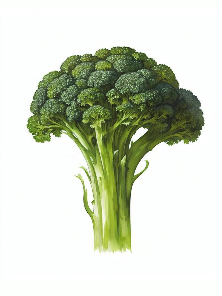 färsk broccoli organisk vegetabiliska vattenfärg illustration ai genererad foto