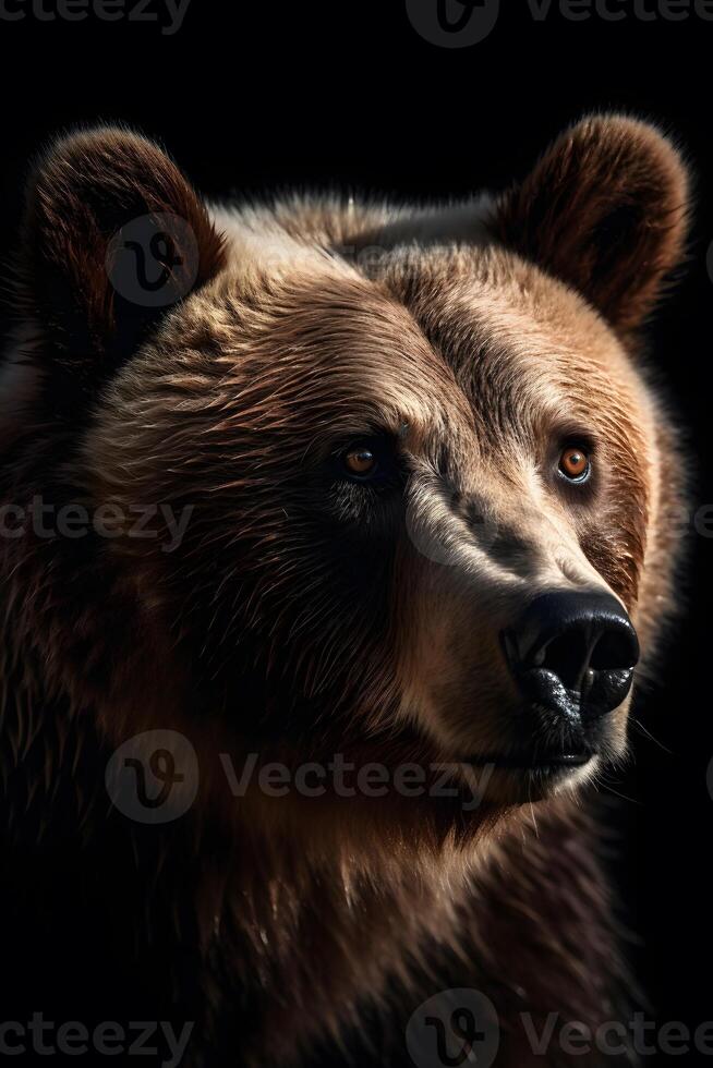 stänga upp huvud av grizzly Björn, djungel maskot. tapeter, ai genererad foto