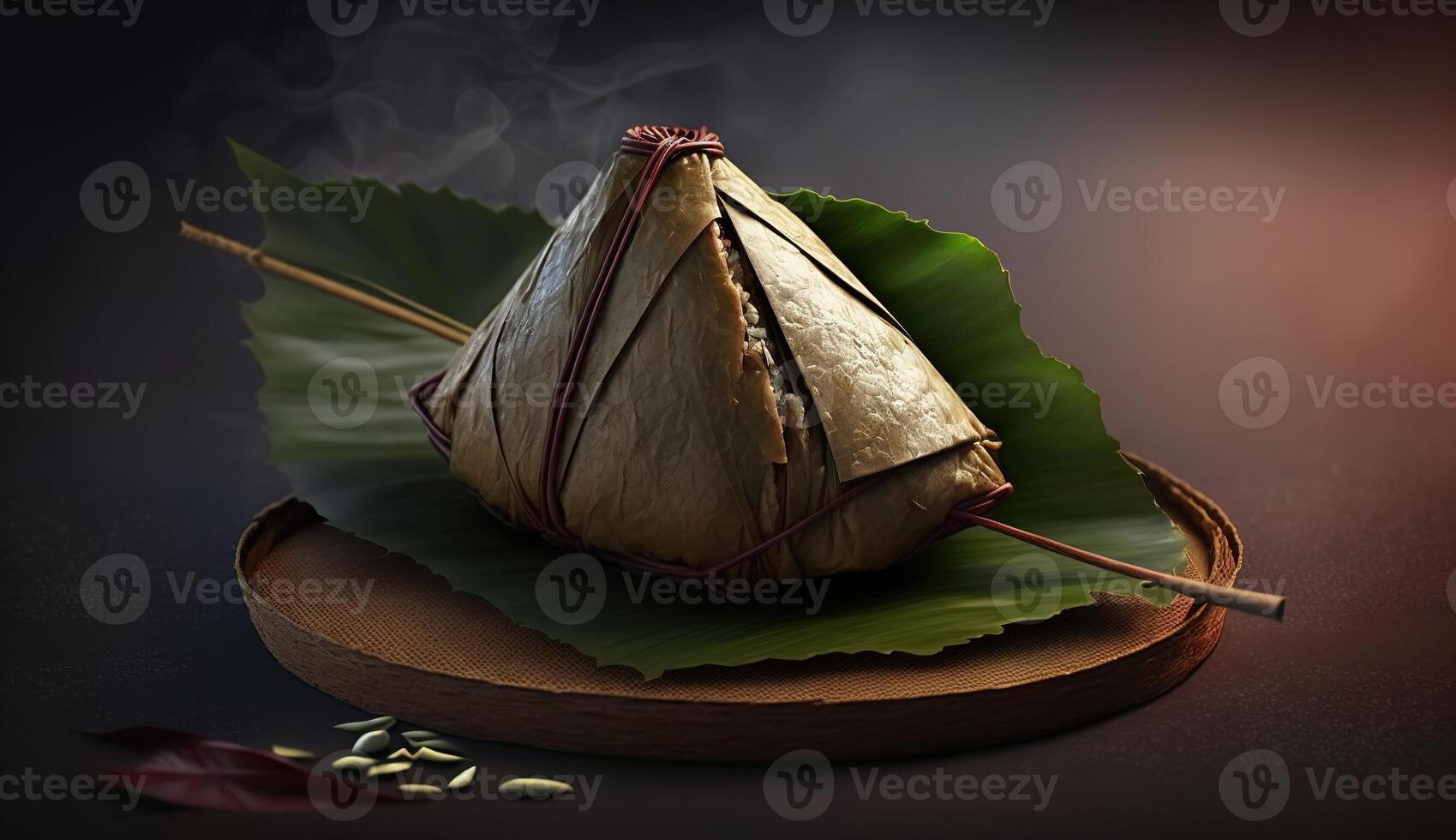 zongzi ris klimp för kinesisk traditionell drake båt festival Duanwu festival. ai genererad. foto