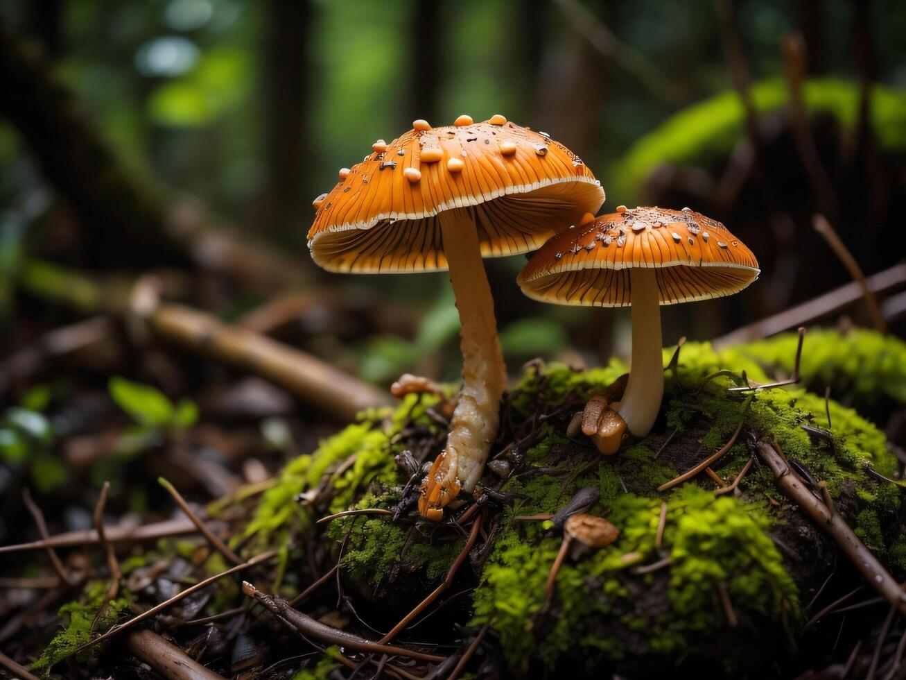 svamp och skog ai genererad foto