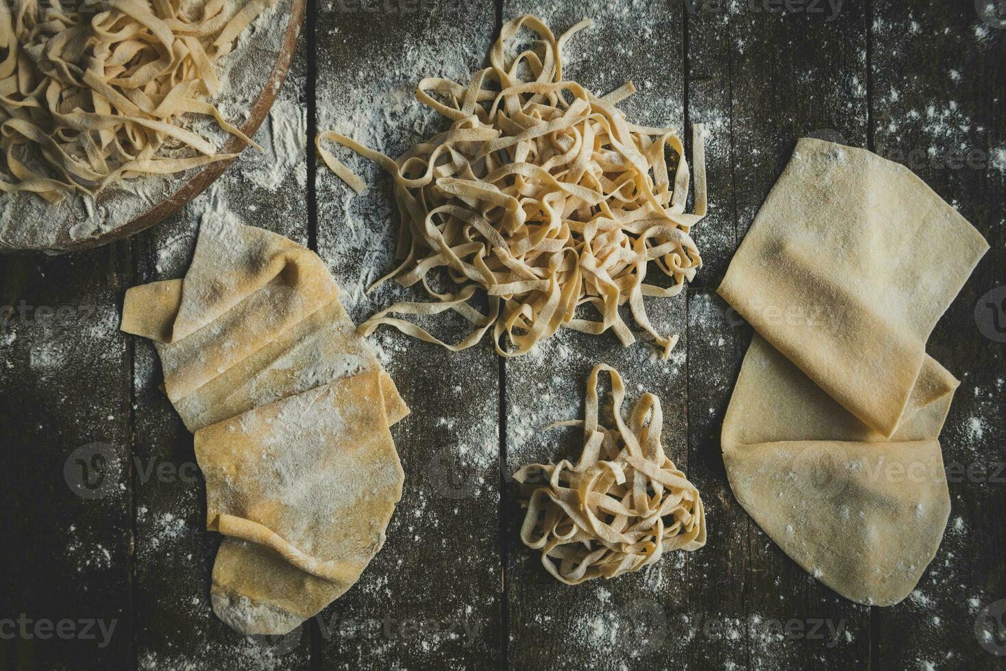 framställning färsk pasta foto