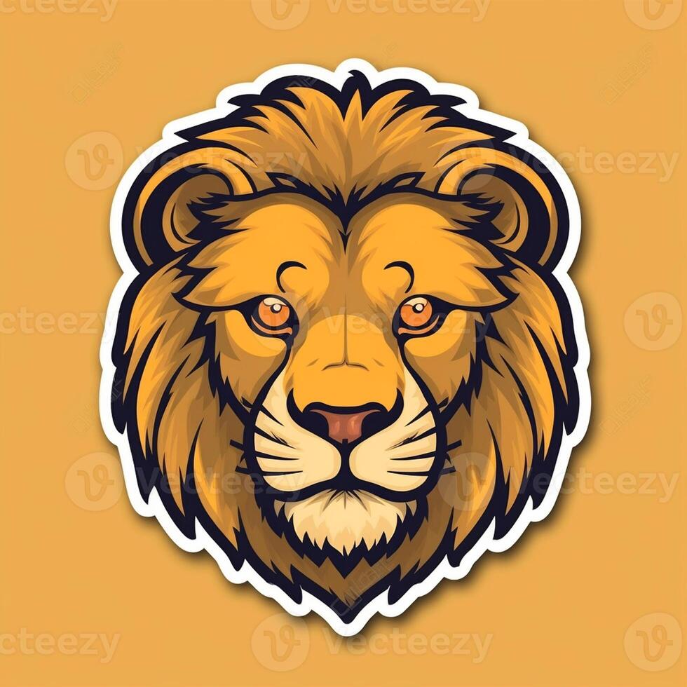 ai generativ lejon huvud i retro stil, lejon huvud i årgång stil, lejon huvud emblem, lejon huvud för tatuering eller t-shirt, lejon huvud maskot foto