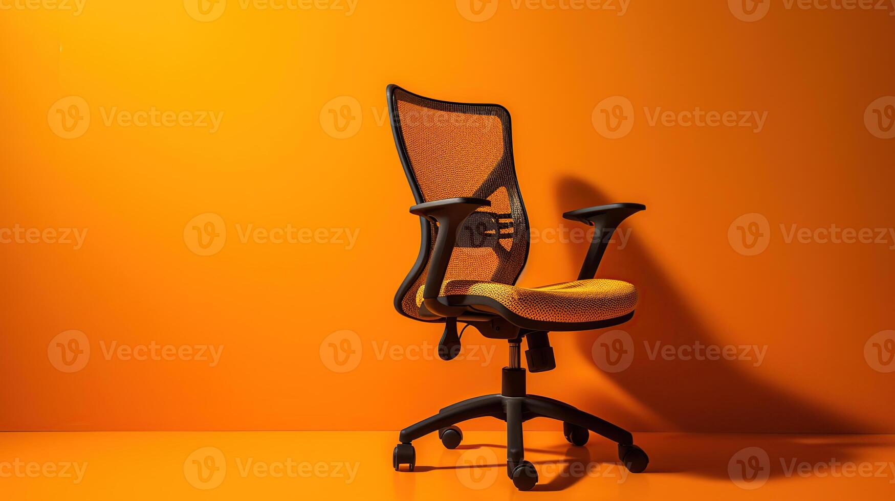 kontor stol på orange bakgrund, generativ ai foto