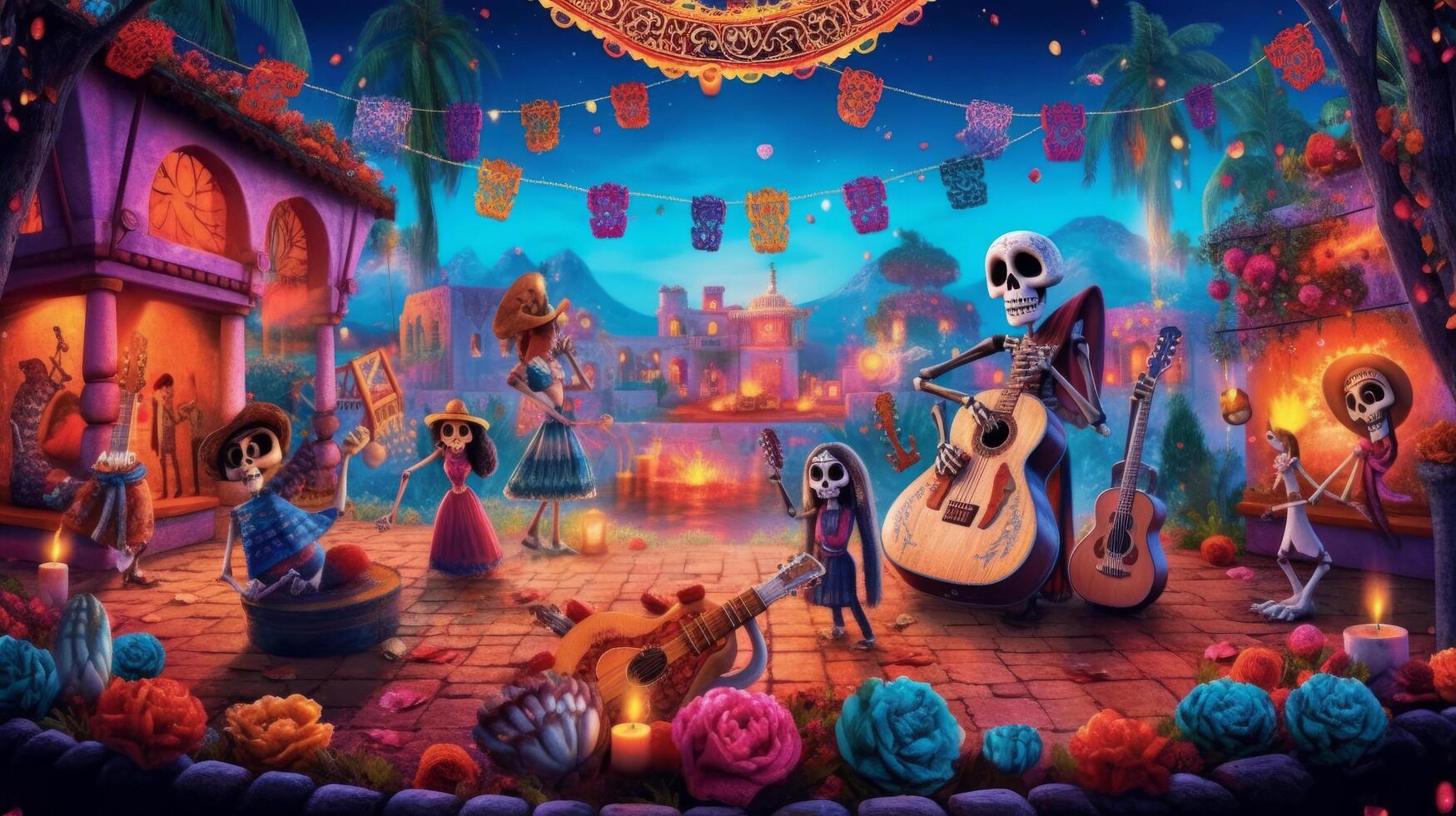 dag av de död, dia de los muertos. illustration ai generativ foto