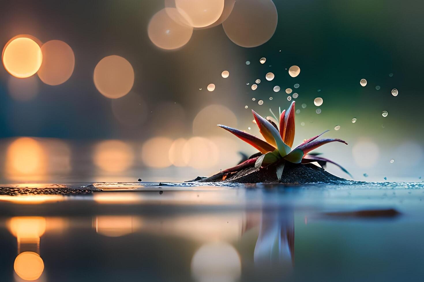 löv falla på våt jord, bild genererad foto