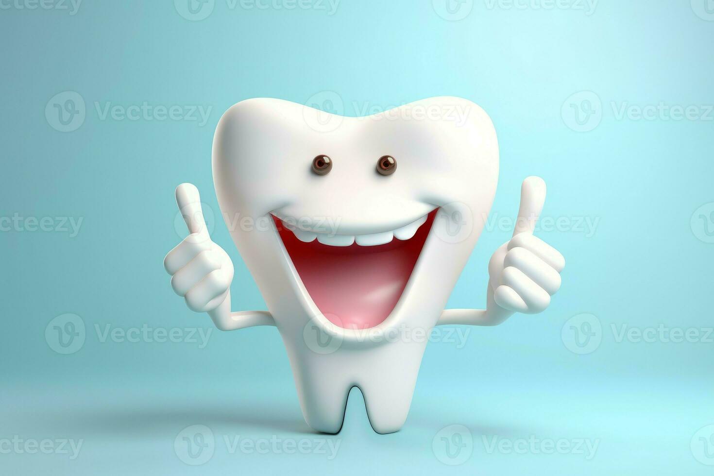 leende Lycklig vit tand. generera ai foto