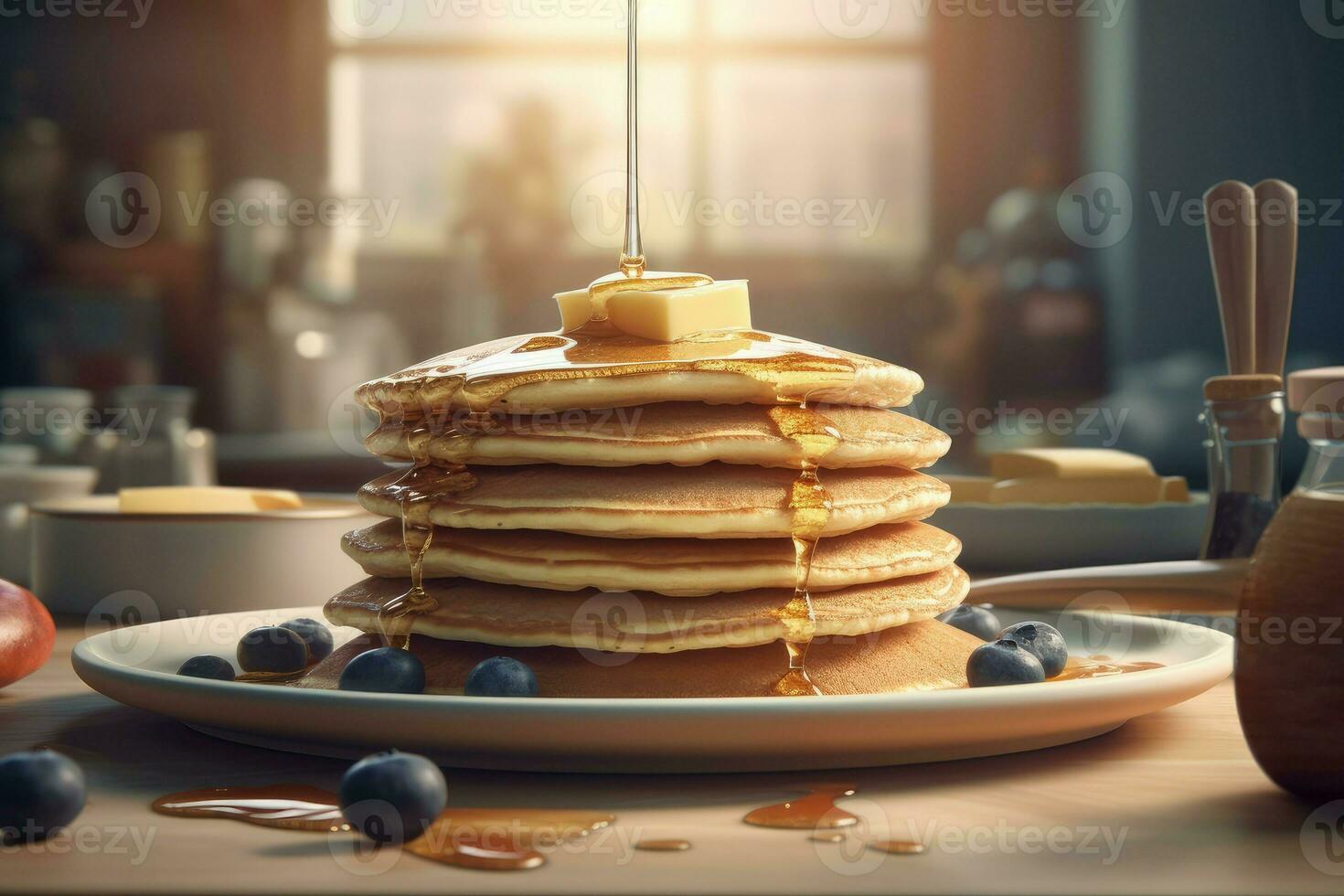 pannkakor ljuv bär. generera ai foto