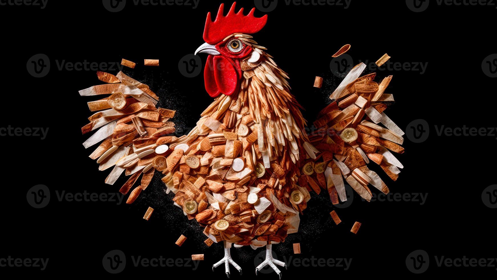 logotyp för kyckling kött Produkter på svart bakgrund generativ ai foto