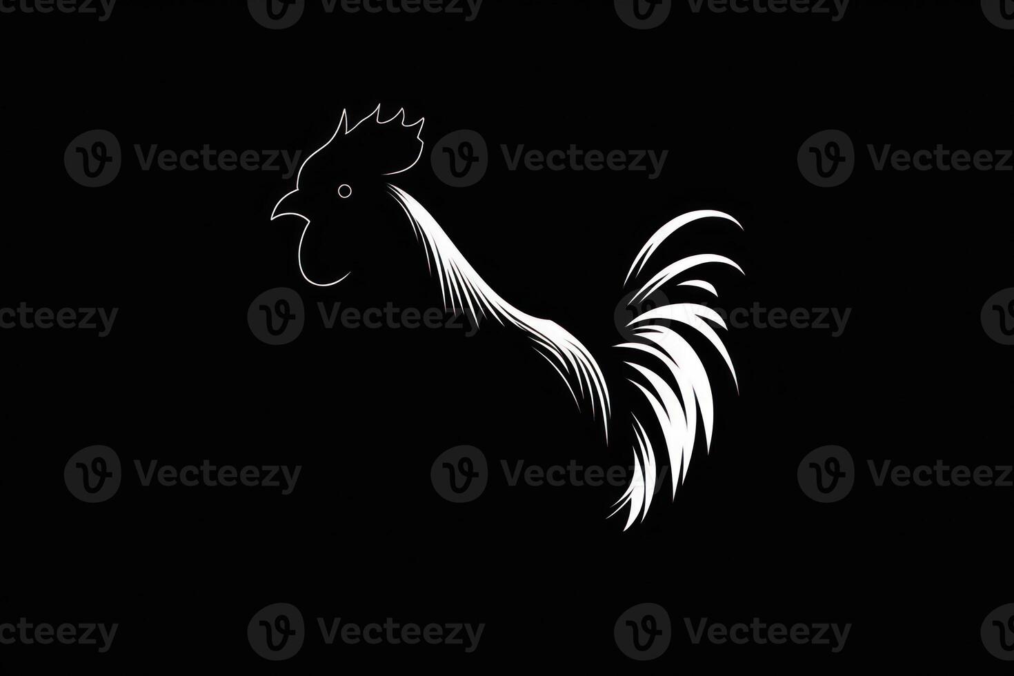 svart och vit kyckling logotyp, kyckling Produkter reklam ikon, generativ ai foto