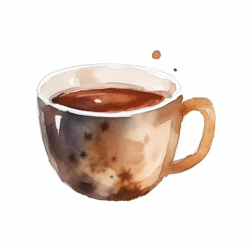 vattenfärg kaffe kopp. illustration ai generativ foto