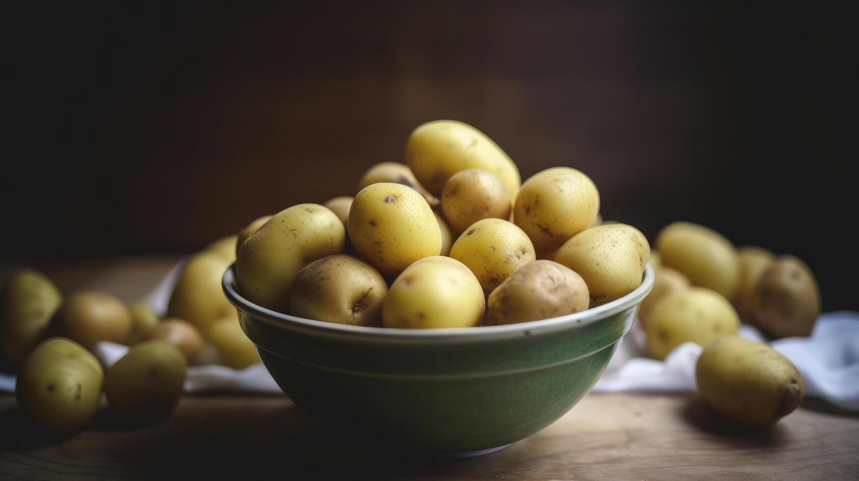 kokt ny potatis. illustration ai generativ foto