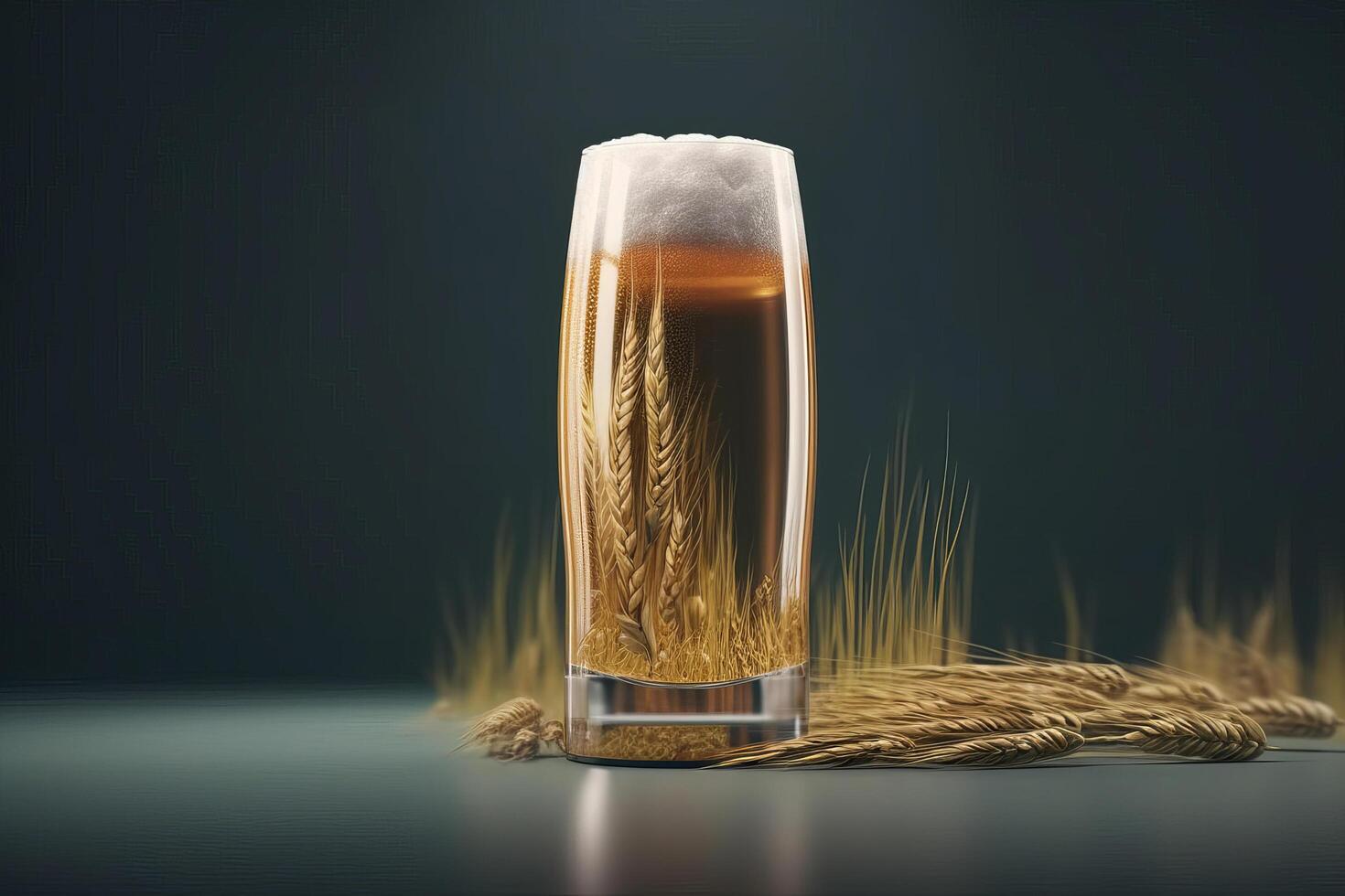glas av öl ad bakgrund. illustration ai generativ foto