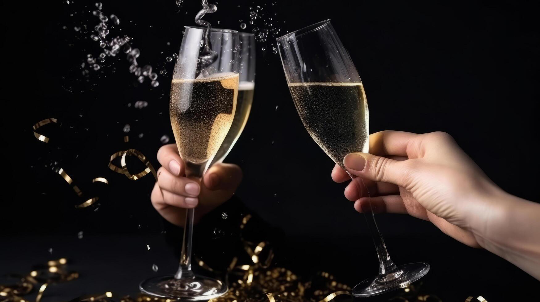 människors präglat glasögon av champagne. illustration ai generativ foto