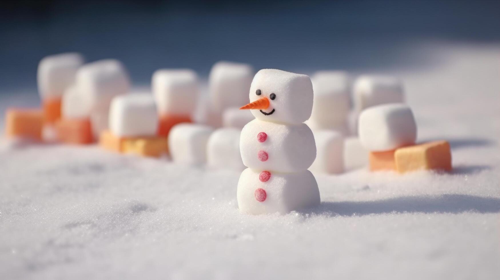 snögubbe vinter- bakgrund. illustration ai generativ foto