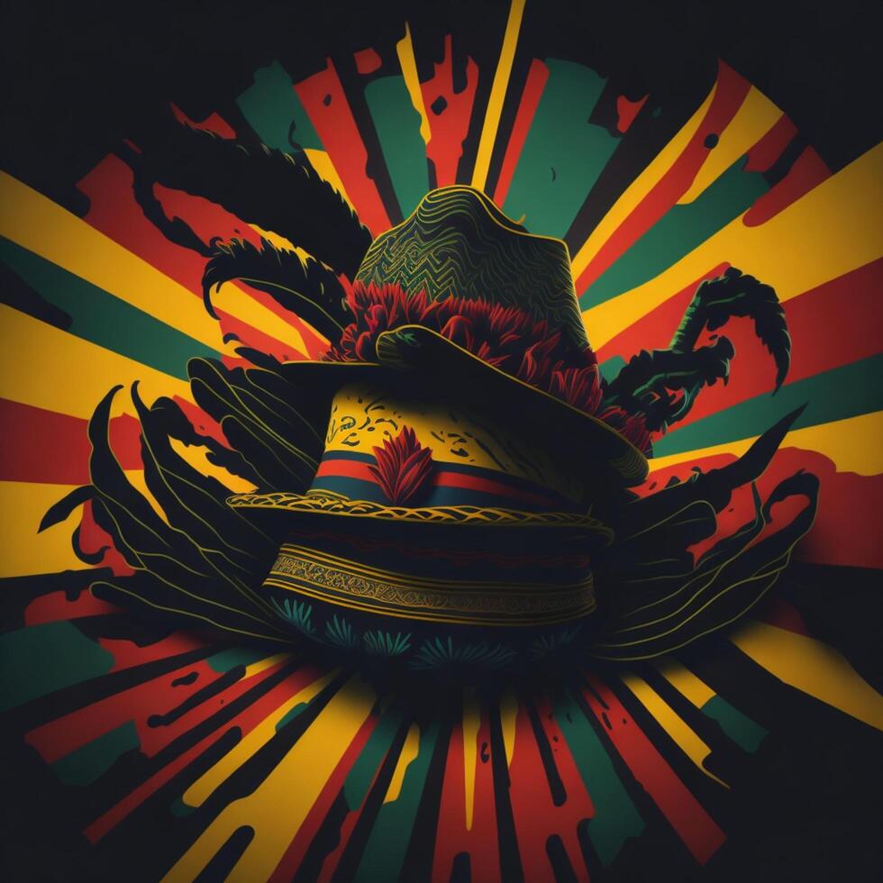 färgrik illustration av en mexikansk tema bakgrund ai genererad foto