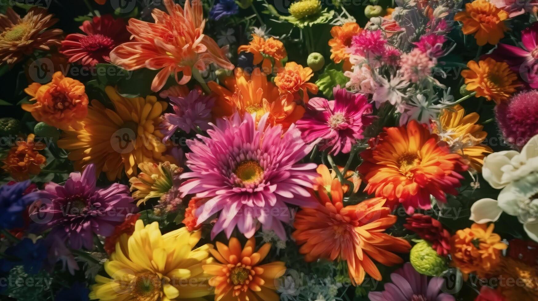 bakgrund av amerikan färsk skön annorlunda snäll av färgad blommor. ai genererad. foto