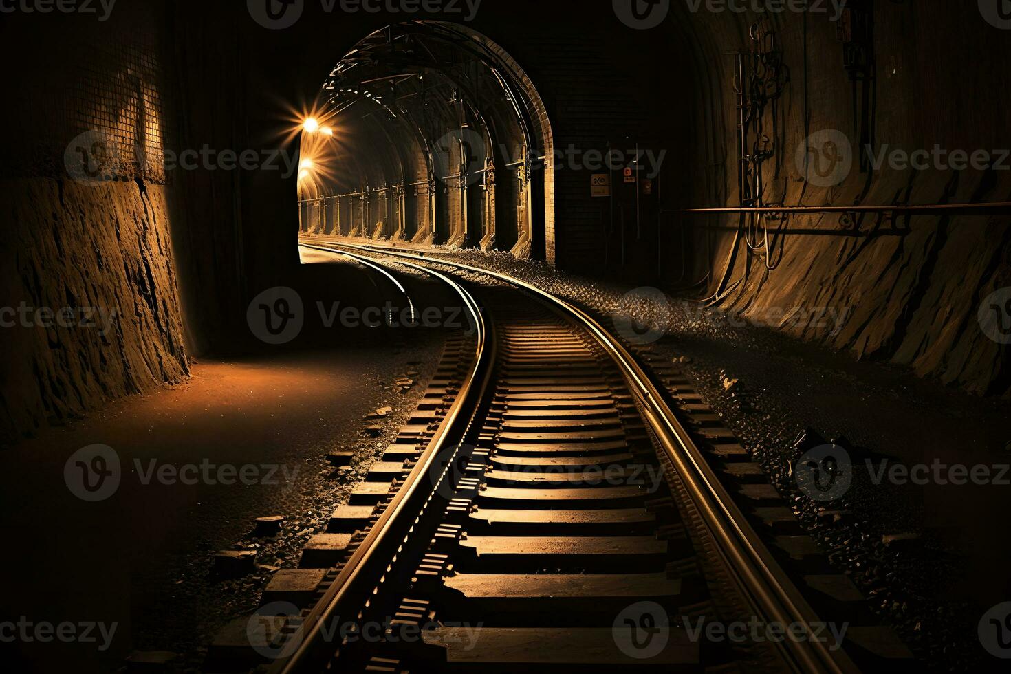 underjordisk tunnelbana tunnlar i smutsig föråldrad skick. neuralt nätverk genererad konst foto