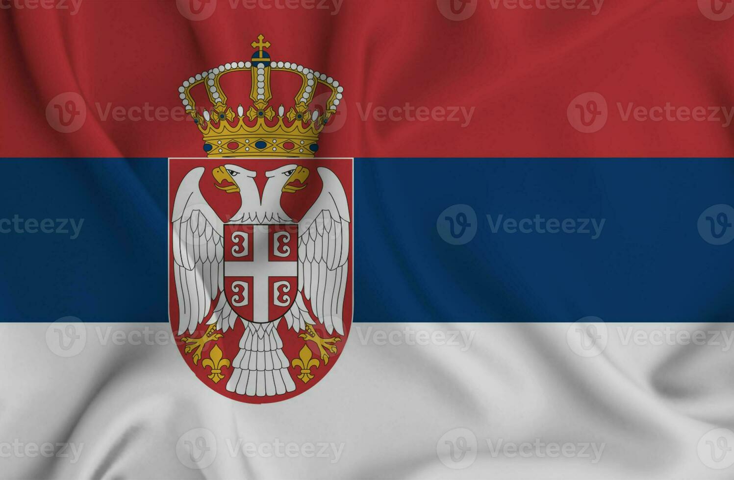 realistisk vinka flagga av Serbien, 3d illustration foto