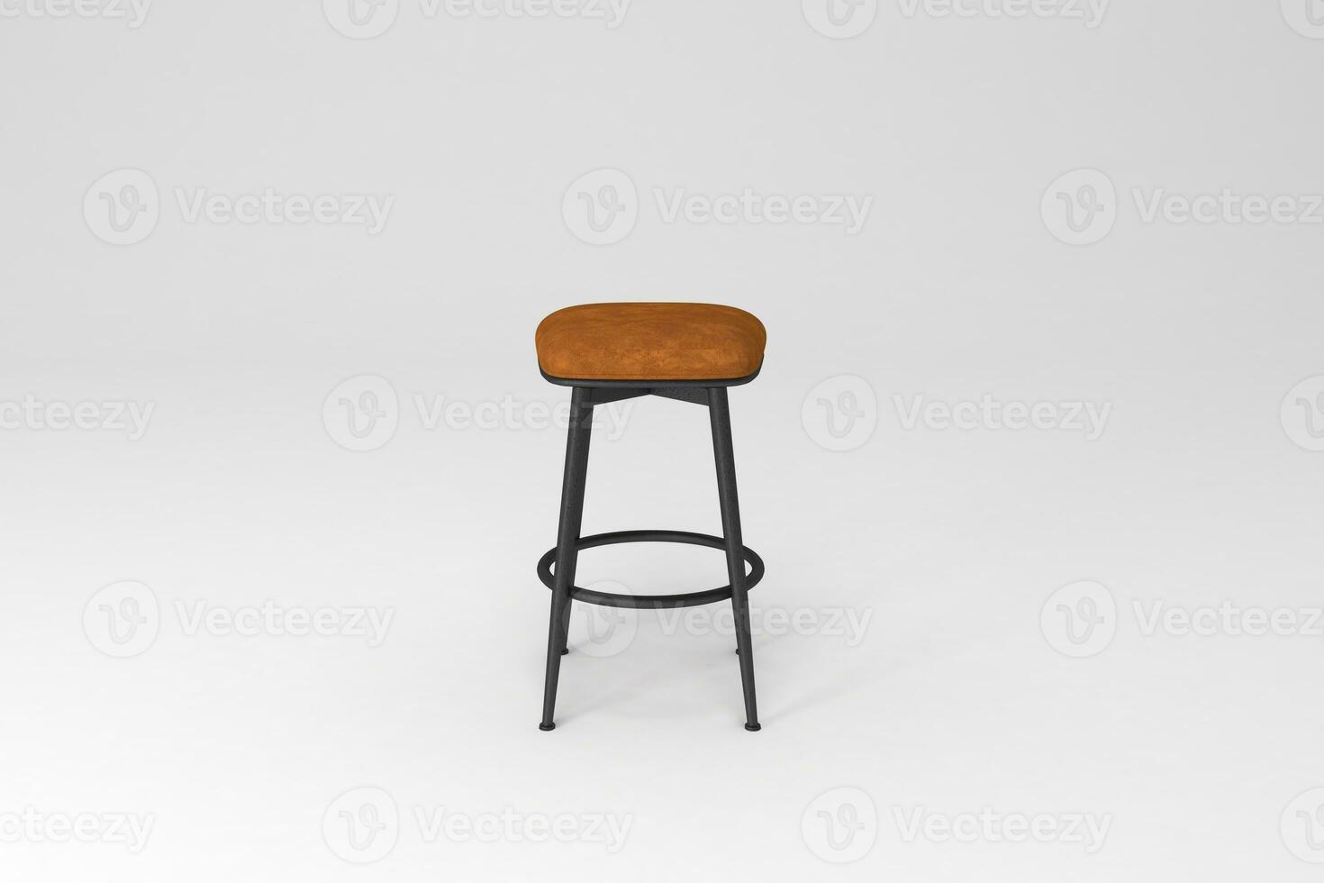främre se, modern stol, minimal begrepp, studio skott av eleganta stol isolerat på vit bakgrund 3d tolkning foto