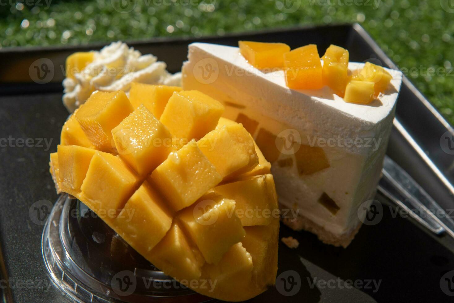 mango frukt och ljuv mango kaka foto