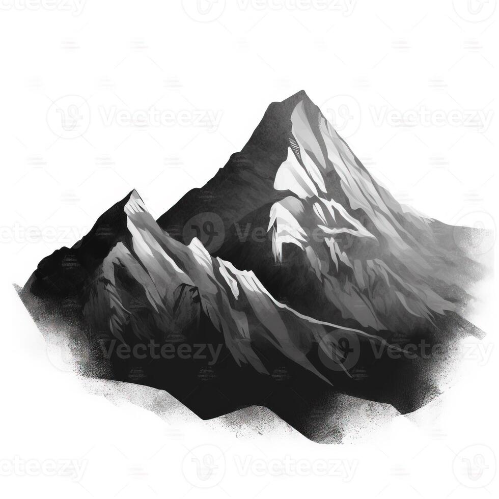 bergen penna teckning enkel illustration av genererad ai bergen penna teckning enkel foto