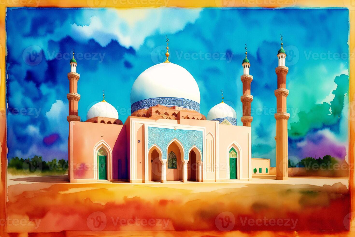 skön gammal moskén. islamic bakgrund. eid-al-adha. ramadan. kopia Plats. generativ ai foto