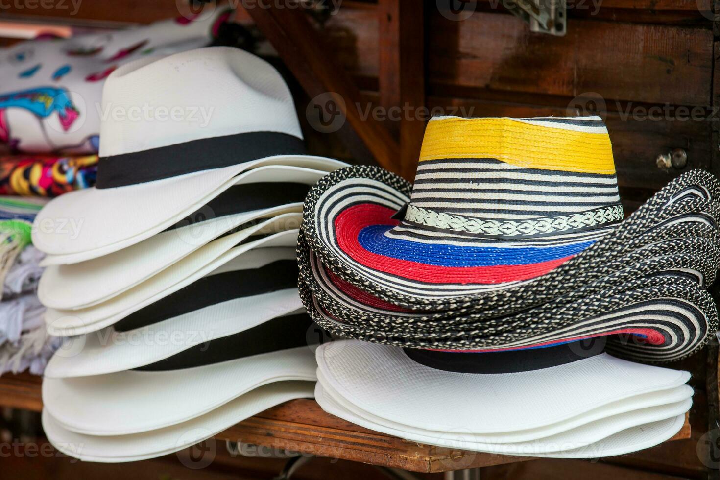 traditionell hattar från colombia kallad sombrero aguadeno och sombrero vueltiao foto