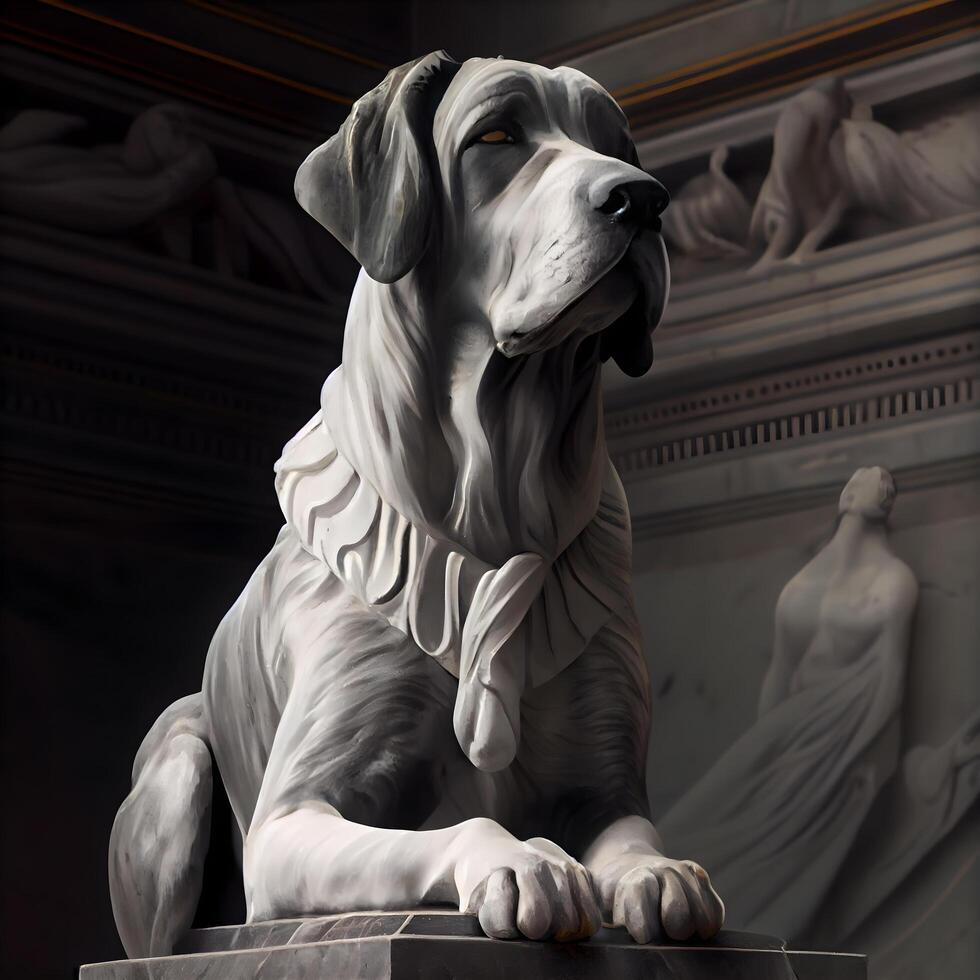 staty av en hund i de interiör av de pantheon, rom, Italien, ai generativ bild foto