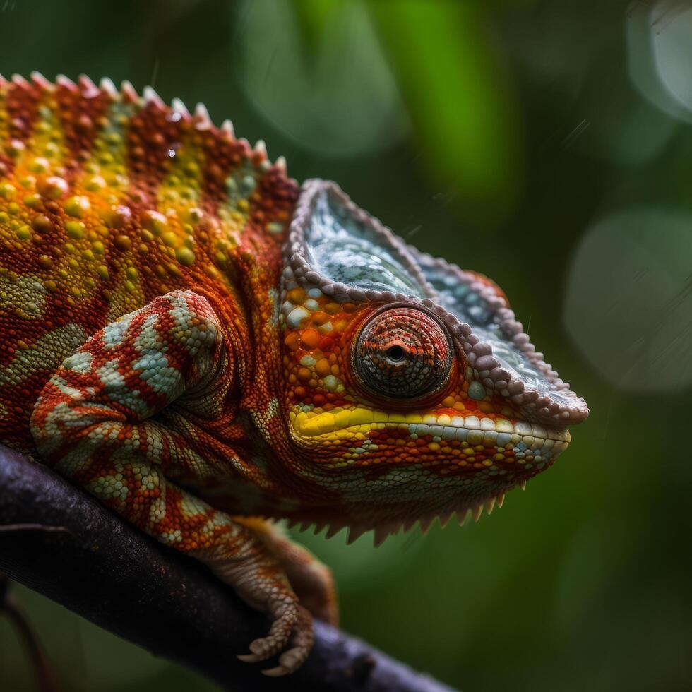 kameleont i natur. illustration ai generativ foto