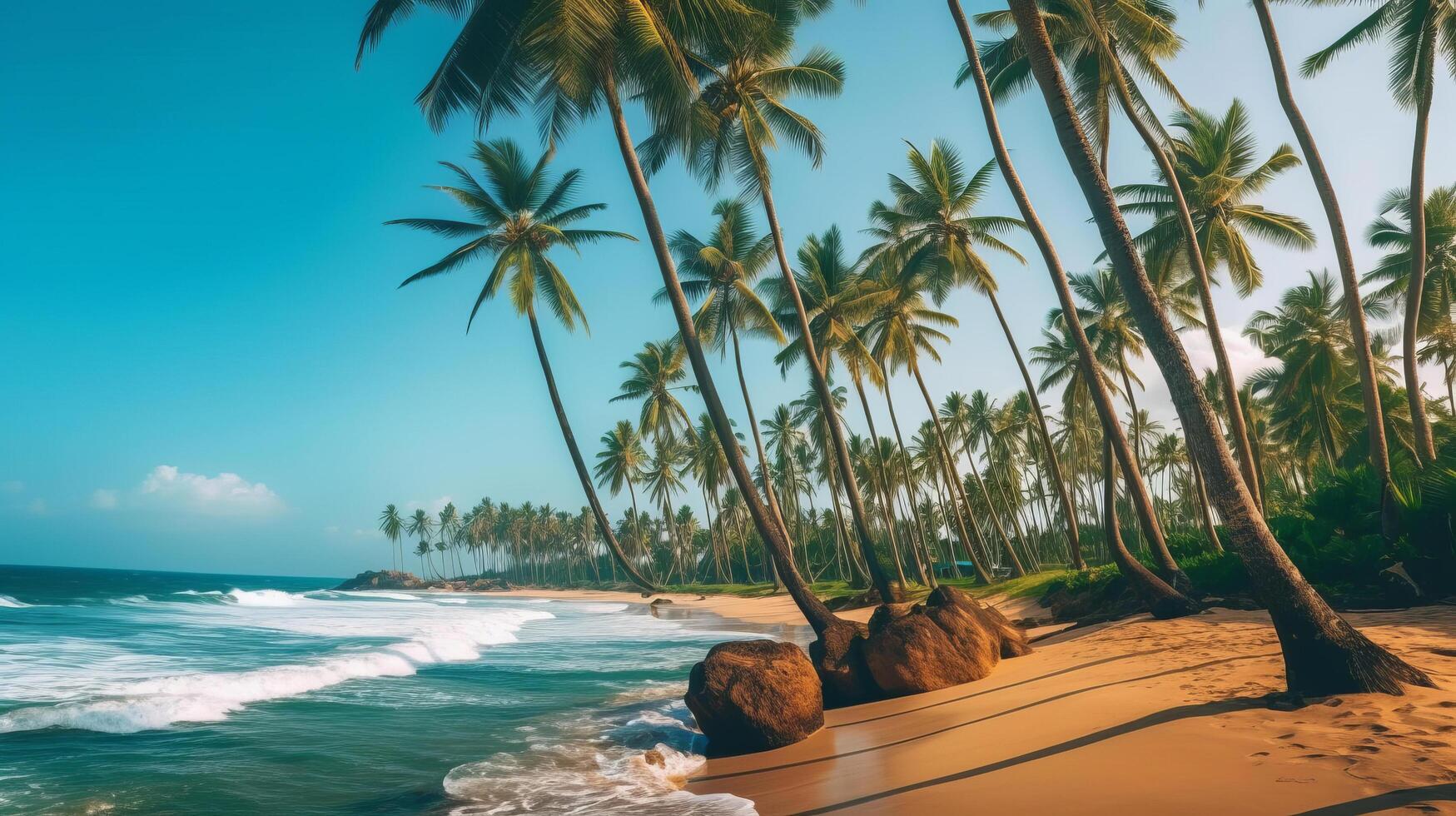 kokos palmer tropisk bakgrund. illustration ai generativ foto