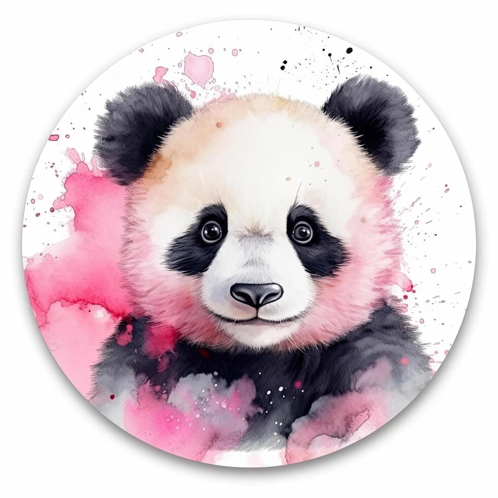 vattenfärg panda klistermärke. illustration ai generativ foto