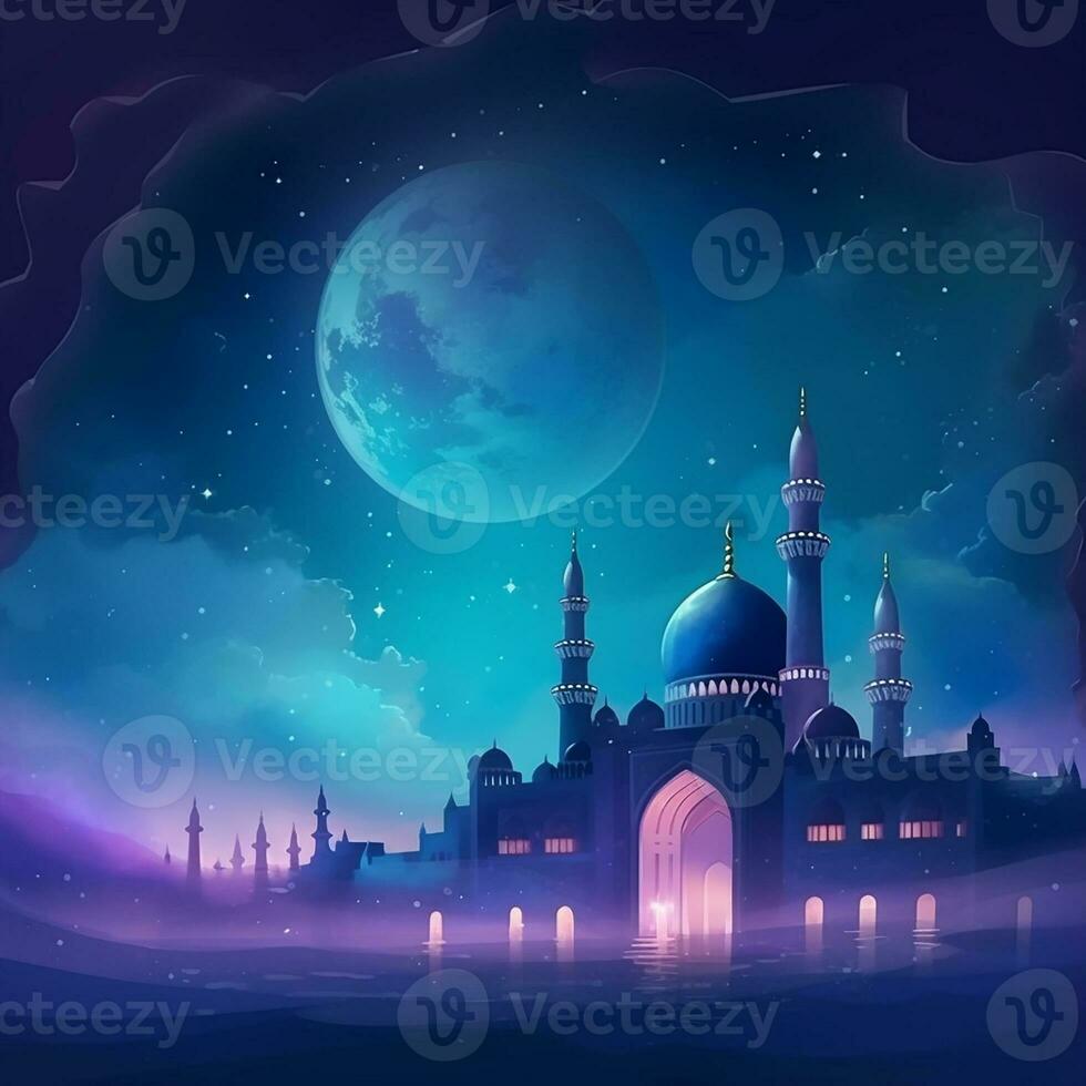 ramadan islamic moskén. generera ai foto