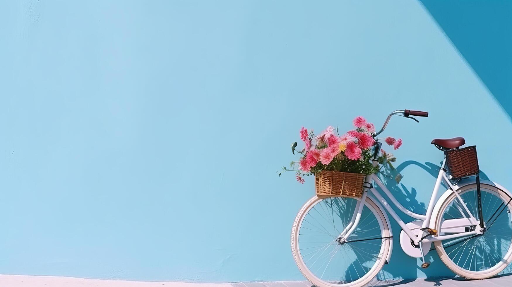 cykel med blommor. illustration ai generativ foto