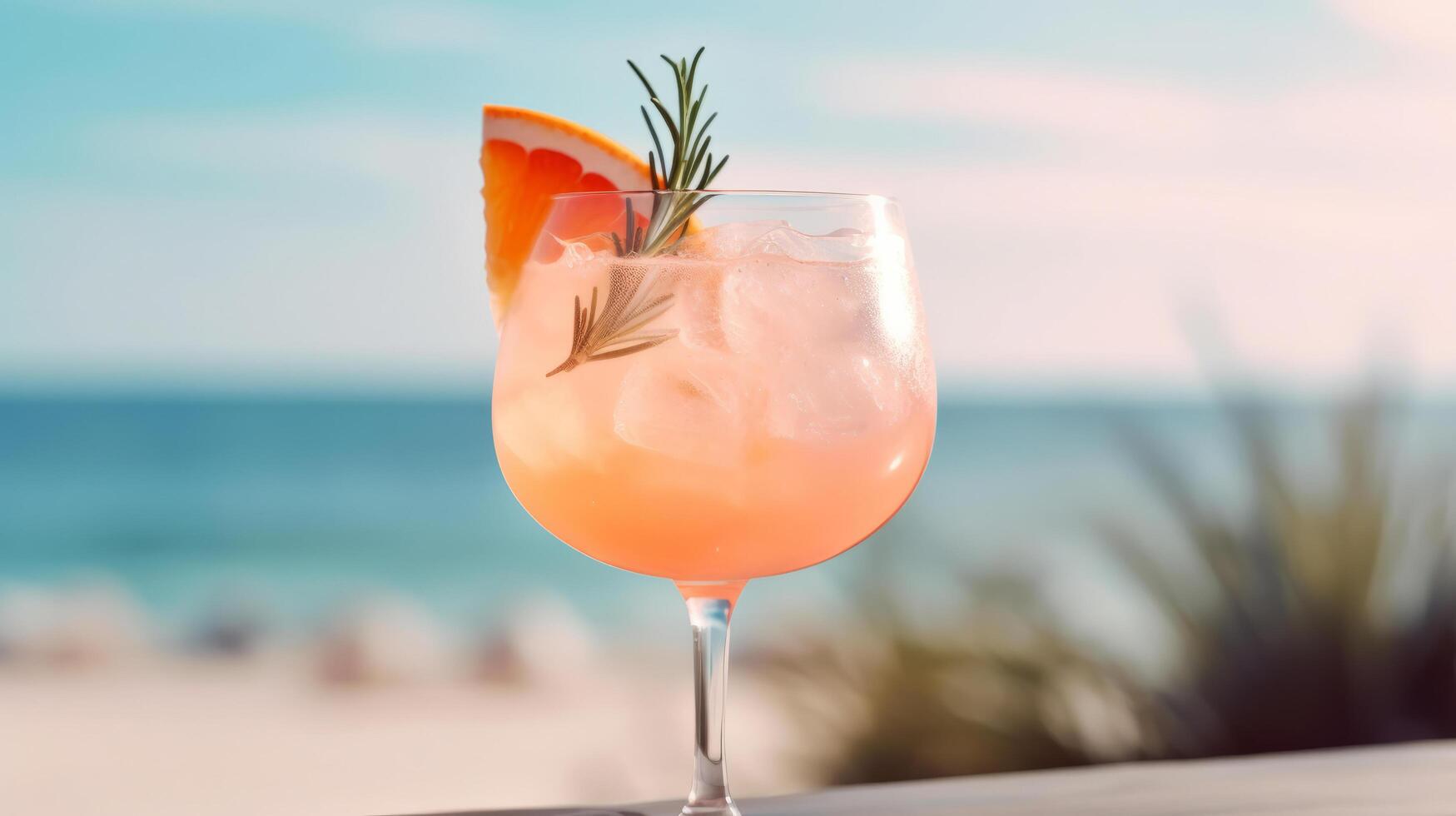 grapefrukt och rosmarin cocktail. illustration ai generativ foto