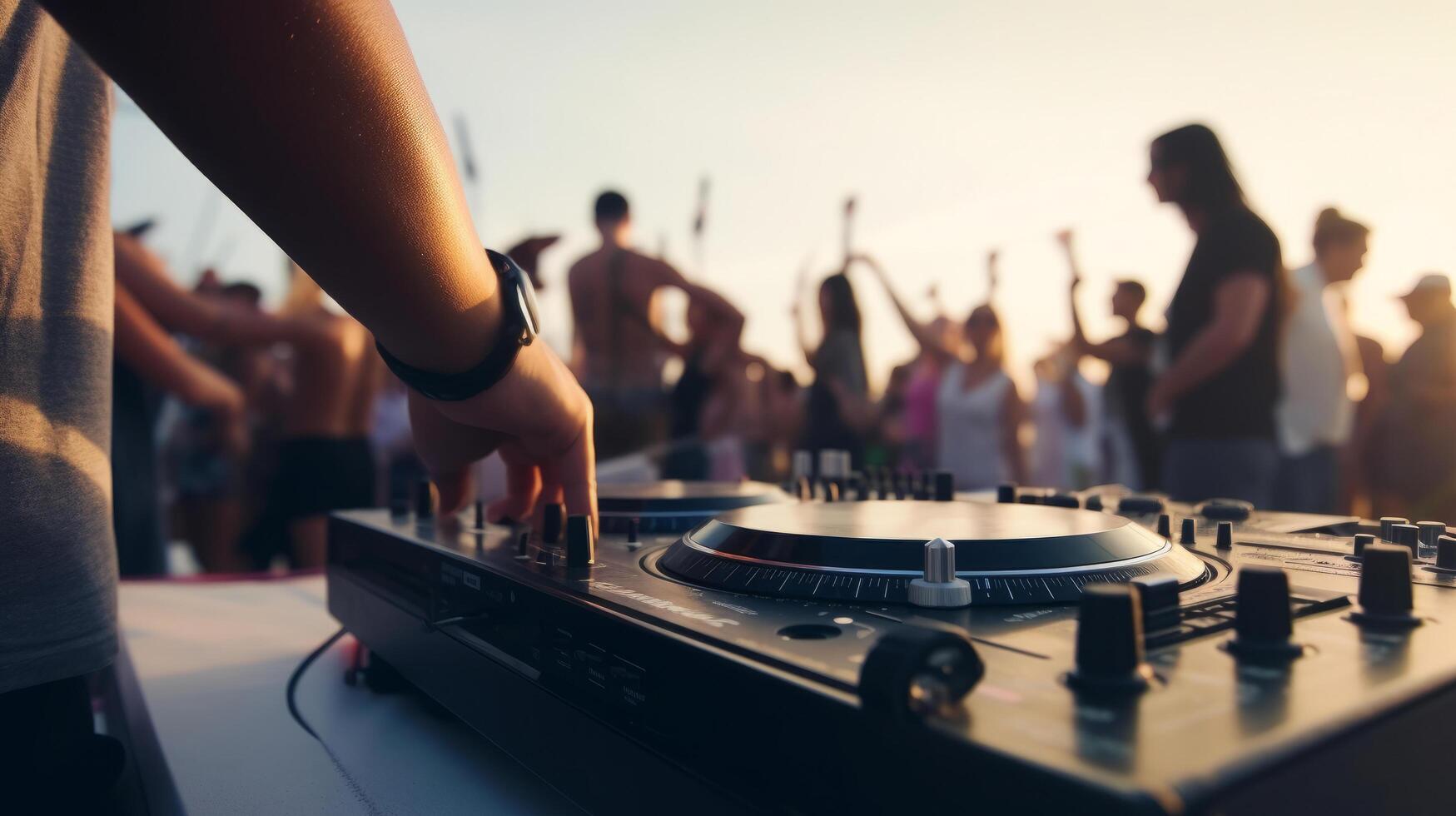 dj sommar strand fest. illustration ai generativ foto