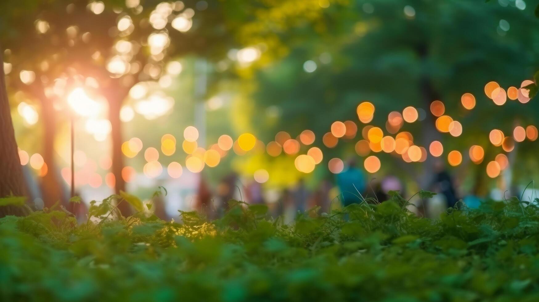 sommar fest bokeh bakgrund. illustration ai generativ foto