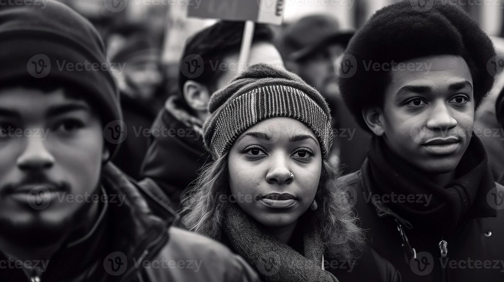 svart liv materia protester, likvärdig rättigheter demo, illustration, grafisk, ai genererad foto