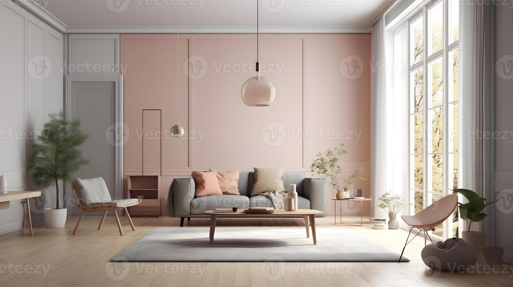 estetisk minimalistisk levande rum interiör ,generativ ai foto