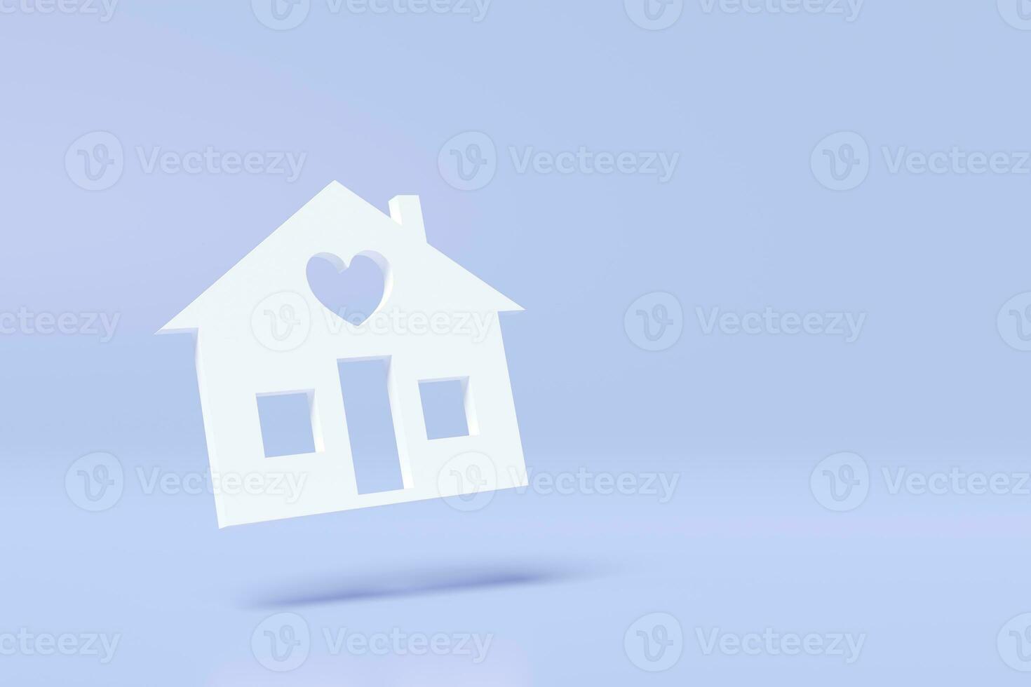 papper hus ikon isolerat på blå bakgrund. verklig egendom handel, kvalitet garanti begrepp, 3d framställa illustration, klippning väg foto