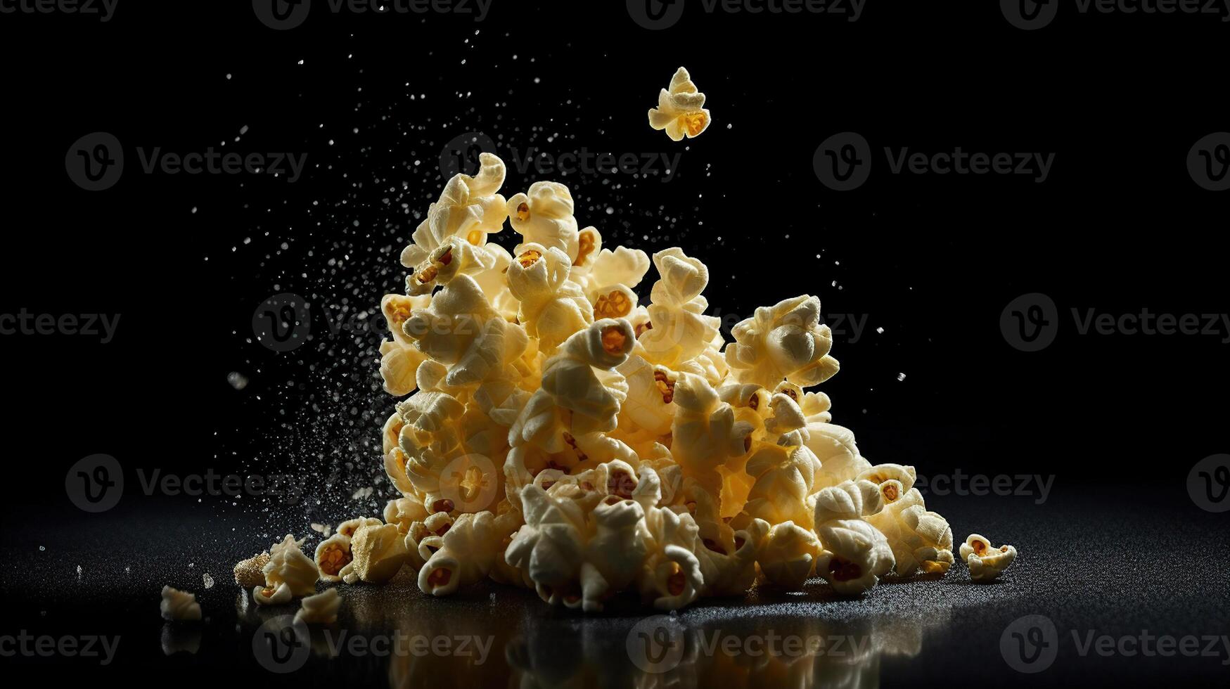 popcorn faller, genererad ai bild foto