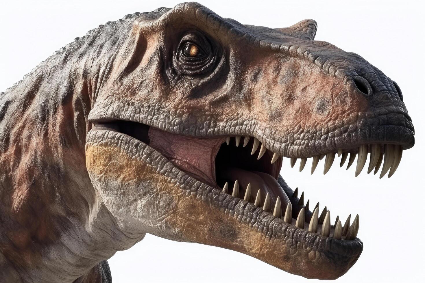 tyrannosaurus rex isolerat på vit bakgrund, de populär rovdjur dinosaurie i cretaceous period epok ,med generativ ai. foto