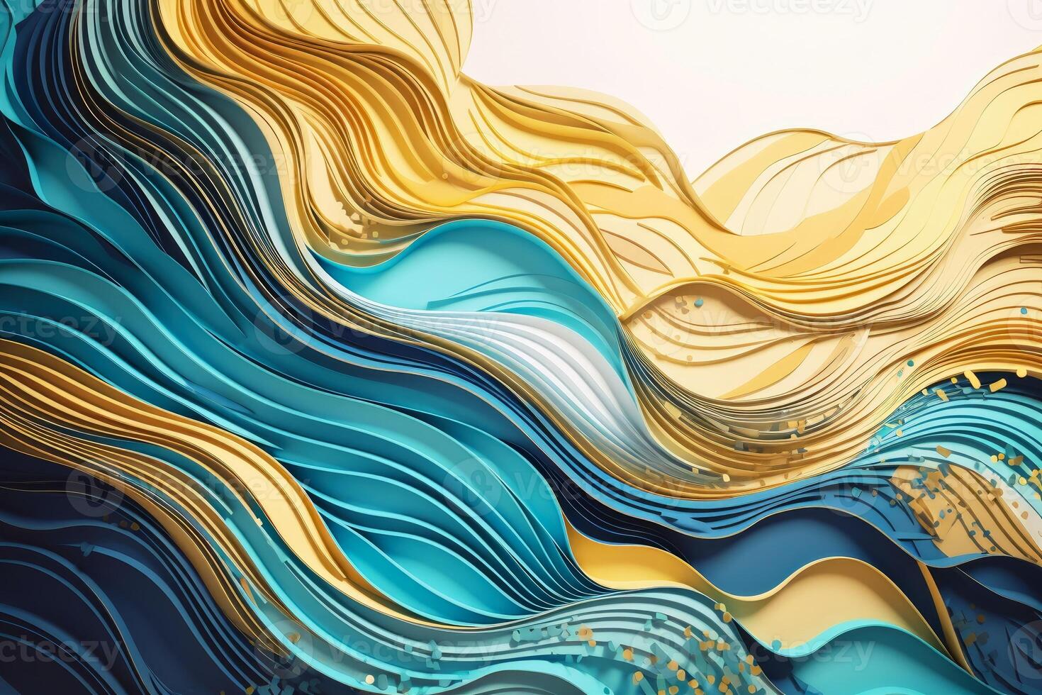 hæk rigtig meget Bemærk venligst vatten vågor av strömmande Färg från guld och blå toner i ett asiatisk  papper stil skapas med generativ ai teknologi 23772936 Arkivfoto på Vecteezy